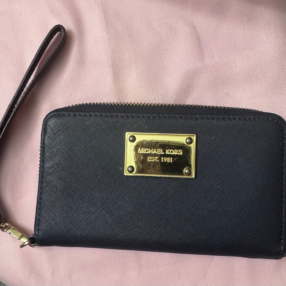 Reduced 💕Michael Kors Navy Clutch with Gold Accents